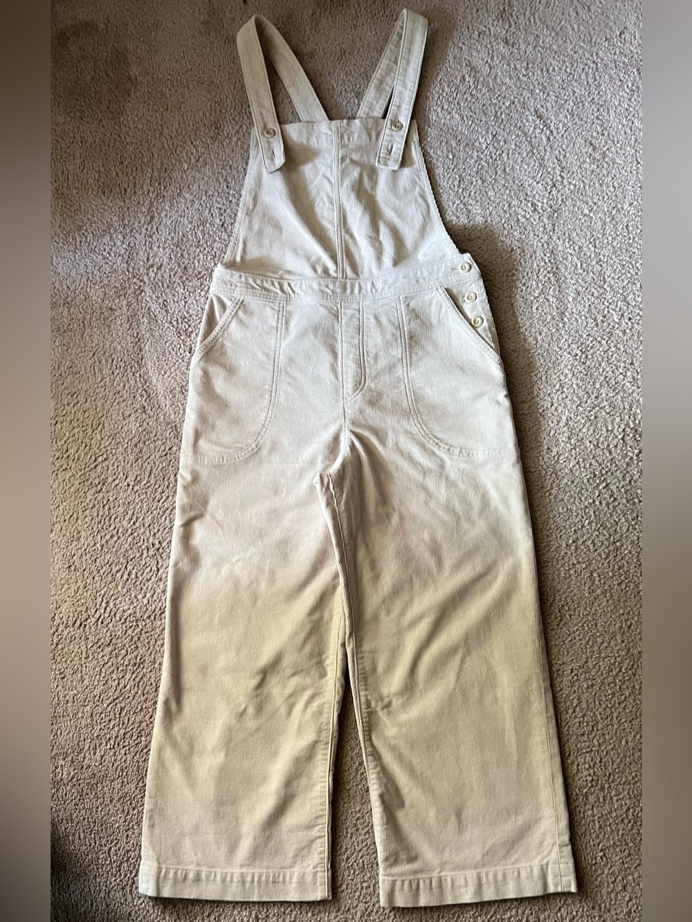 Patagonia Women's Sz 8 Stand Up Cropped Corduroy Overalls in Beige/Tan Wide Leg - Picture 6 of 15